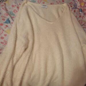 Womens Old Navy White Faux Fur Sweater Size XL
